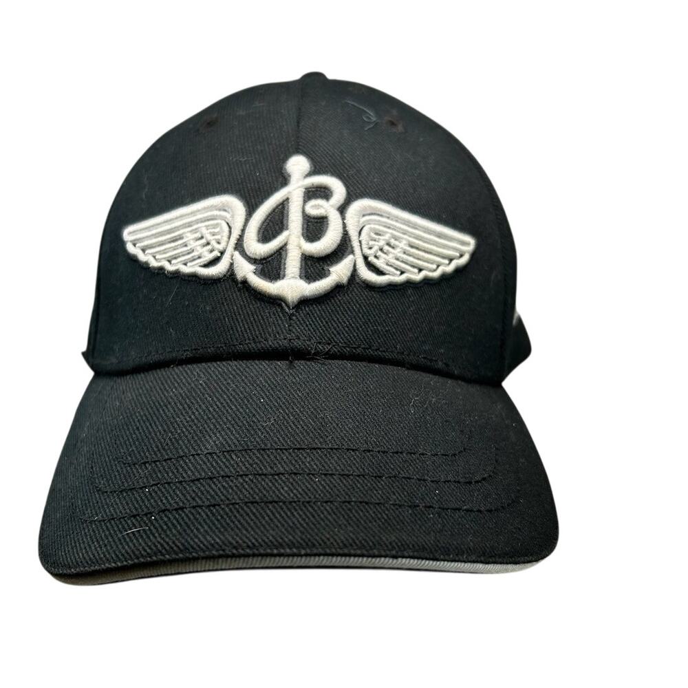 BREITLING Watches Raised WINGS & ANCHOR Logo Black Hat Cap - OSFA